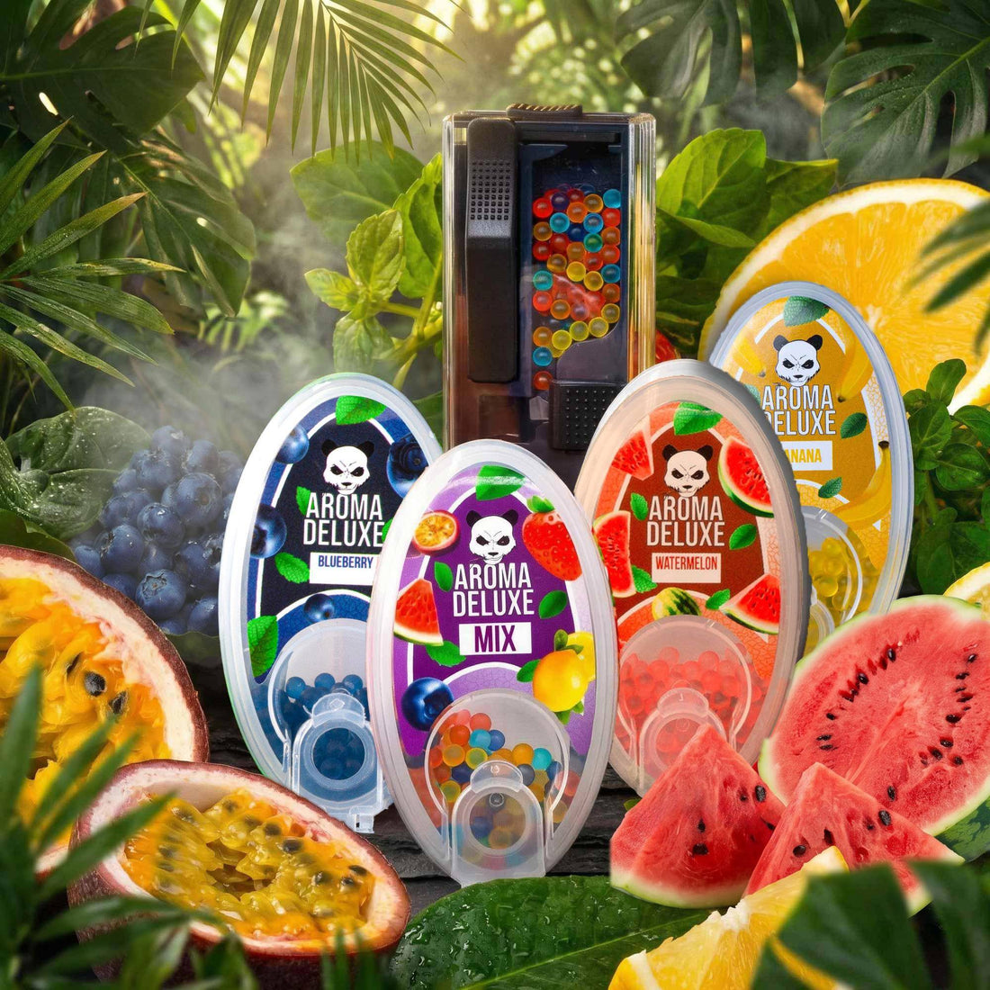 5er Aromakugel-Set mit Applikator: Blueberry, Mix, Watermelon und Banane