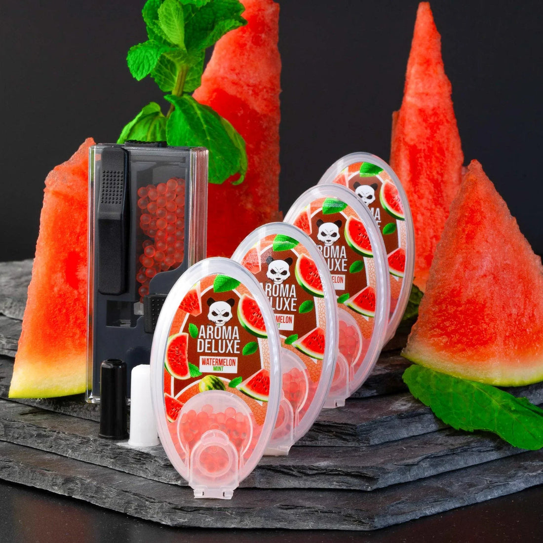 4er Aromakugel-Set (fruchtig) + Applikator - Aroma Deluxe